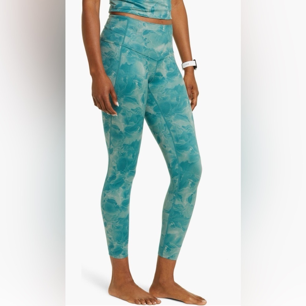 Zella high waist 7/8 Teal Marble Leggings - Picture 3 of 12